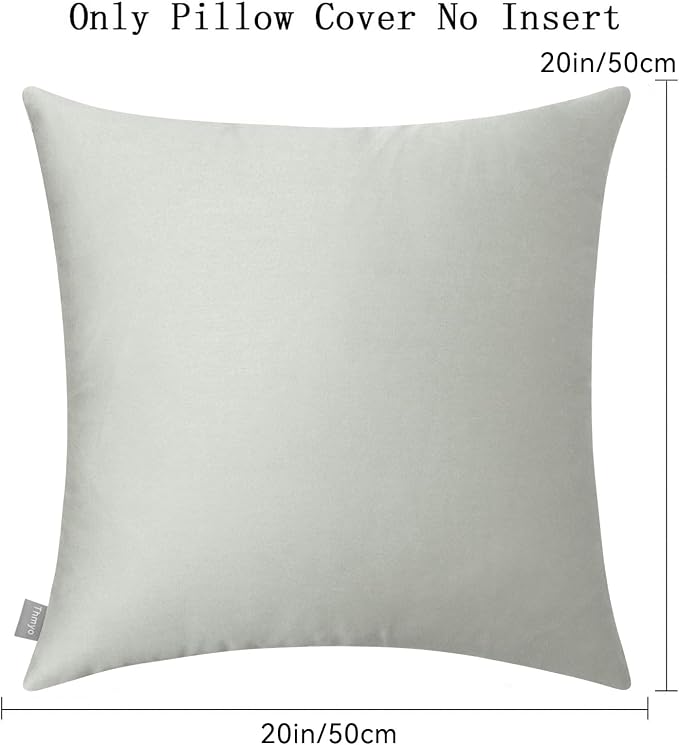 Thmyo 4-Pack 100% Cotton Comfortable Solid Decorative Throw Pillow Case Square Cushion Cover Pillowcase Sublimation Blank Pillow Covers DIY Throw Pillowcase for Sofa Bedroom(20x20 inch/ 50x50cm,Grey)