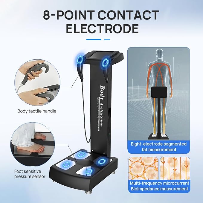 HNZXIB Body Fat Analyzer, Body Composition Analysis Scale with Printer, Human Body Fat Detection Instrument Body Fat Analyzer for Muscle Mass, Visceral Fat, 20+ Metrics for Home Gym Use
