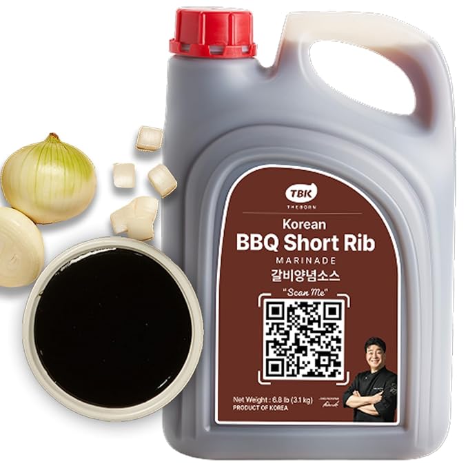 TBK THEBORN Korean BBQ Short Rib Marinade, Sweet Soy Garlic Sauce 3.2kg | Sweet and savory soy garlic marinade for grilled or pan-cooked beef short ribs, chicken, pork and other meats
