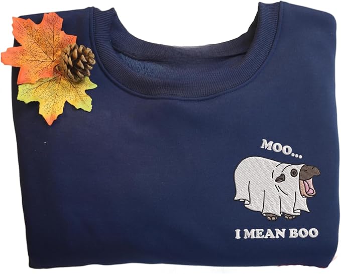 YOUNG GREEN Moo Deng Embroidered Sweatshirt Moo Deng Bouncy Pig Shirt Cute Baby Hippo Sweatshirt Gift For Moo Deng Lovers