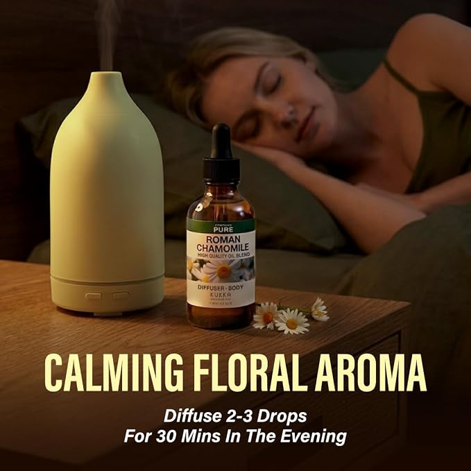100% Pure Roman Chamomile Oil - 4 Fl Oz Roman Chamomile Essential Oil for Hair, Skin, Diffuser, Aromatherapy & DIY Soap Making Scent