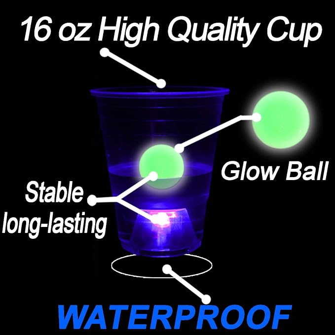 Glowing Beer Pong Table Mat for Drinking Game Light Up Plastic Cups and Pongs Beer Pong Set for Party Game Indoor Outdoor Pong Game, Party Supplies Decor 71 * 23inch