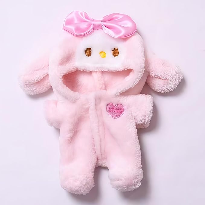 Pink Bunny 17cm Doll Clothes Clothes Set, Adorable (6.7inch) Animal Style Doll Outfit Jumpsuit, Halloween Dolls Outfit Accessories