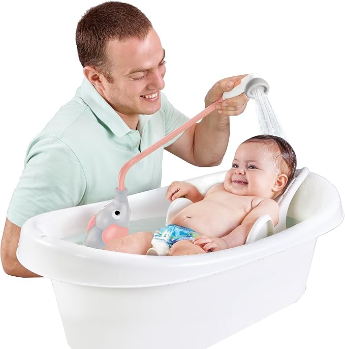 Yookidoo Baby Bath Shower Head - Elephant Bath Toy and Trunk Spout Rinser - for Newborn Babies in Tub Or Sink (Pink)
