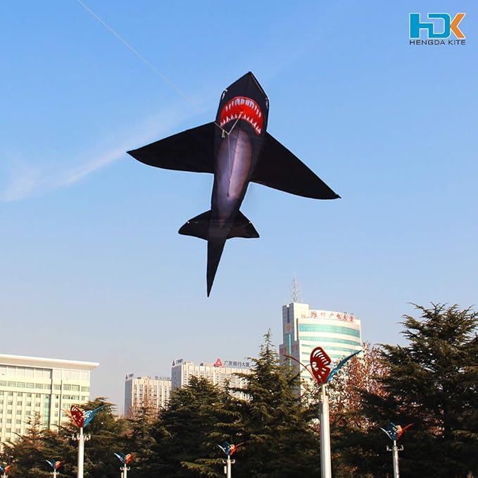 HENGDA KITE for Kids Lifelike Black Shark Kite Single Line Kite Flying for Children Kids Outdoor Toys Beach Park Playing