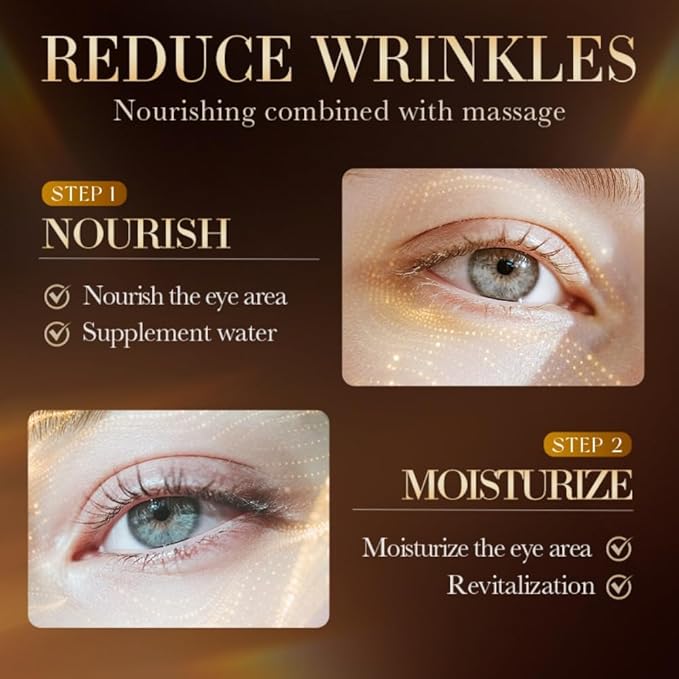 Snake Peptide Eye Cream with Massage Roller, Caffeine Reduce Eye Wrinkles Dark Circles, Anti-Aging Eye Cream for Dark Circles, Puffiness & Wrinkles, Hydrating