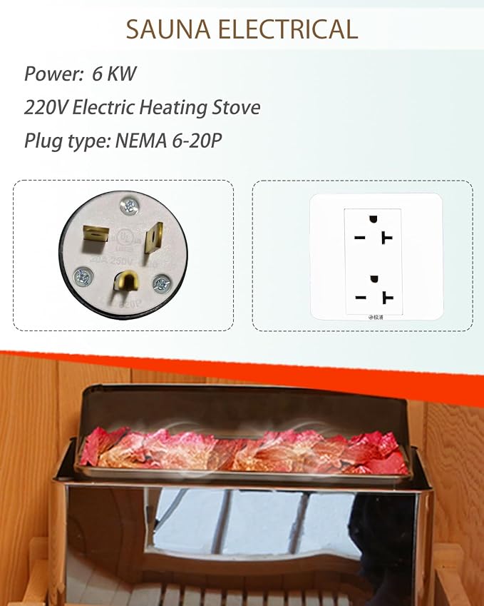 Smartmak Wood Home Steam Sauna, WiFi Control 4 Person Canadian Hemlock Traditional Luxurious Wooden Indoor Spa Room, with 4.5 kw Heater, Speaker, Rocks, Water Bucket, Spoon, Sky Lights