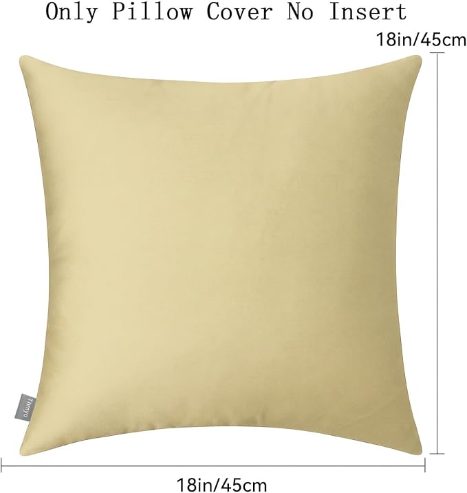 Thmyo 4-Pack 100% Cotton Comfortable Solid Decorative Throw Pillow Case Square Cushion Cover Pillowcase Sublimation Blank Khaki DIY Throw Pillowcas(18x18 inch/45x45cm)(Only Covers,Not Inserts)