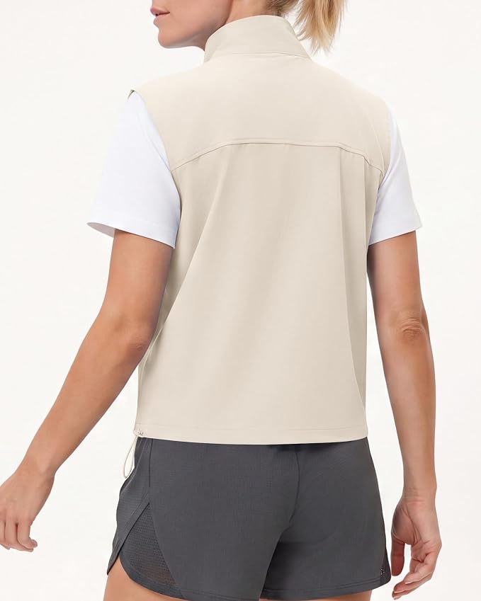 Women's Lightweight Running Vest Stand Collar Zip Up Summer Waistcoat Sleeveless Jacket for Golf Hiking Travel
