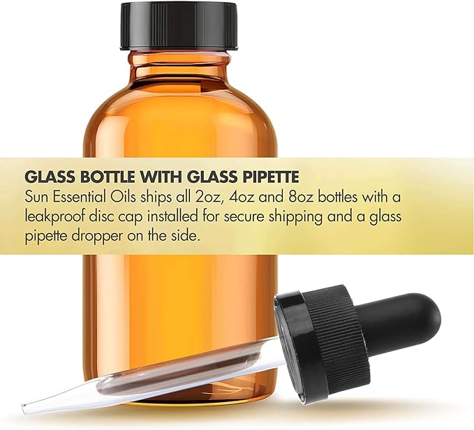 Sun Essential Oil - Lavender Essential Oil 8 oz (236 ml) with Dropper for Diffuser, Humidifier, Skin, Aromatherapy Massage, Scented for Soap & Candle Making at Home, Calming Aroma for Sleep