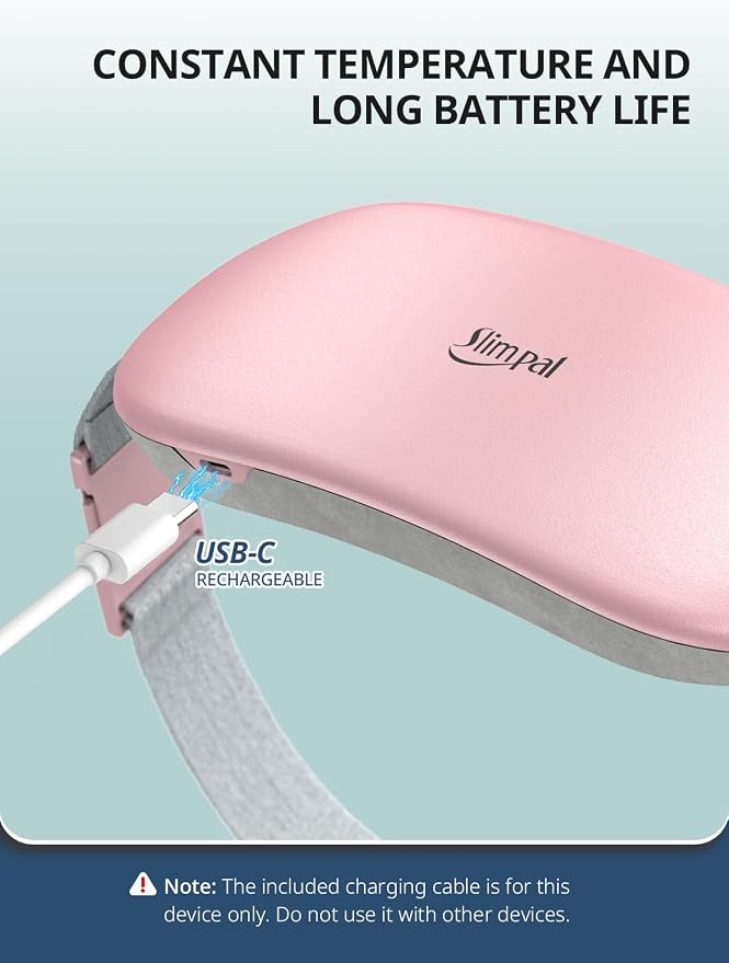 Slimpal Heating Pad for Period Cramps, Plus-Sized Portable Electric Heating Pad, Menstrual Cordless Heat Belt Back, Belly, Waist Pain Relief, Christmas Stocking Gift for Her Girl Women, Light Pink