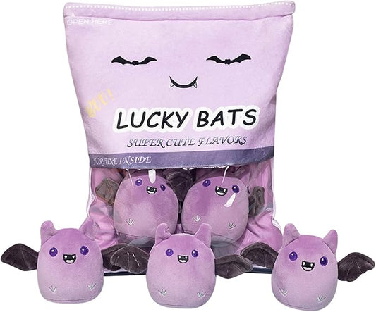 REFAHB Lucky Bat Plush Toy, Removable Stuffed Animal Plush Dolls, Soft Cute Plush Pillow Home Decoration Gift for Kids Girls' Birthday Christmas Halloween (5pcs a Bag, Purple)