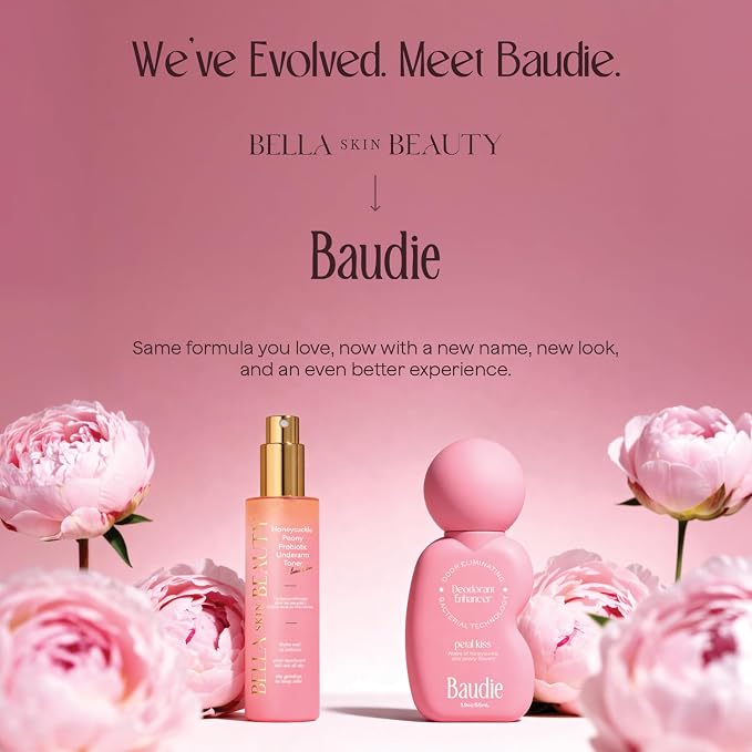 Baudie Deodorant Enhancer® Probiotic Underarm Toner - Sweet Muse - Patented Pre-Deodorant Spray That Helps Deodorants Last Longer and Helps Sweat Stay Odorless - Spray, Wipe, Apply