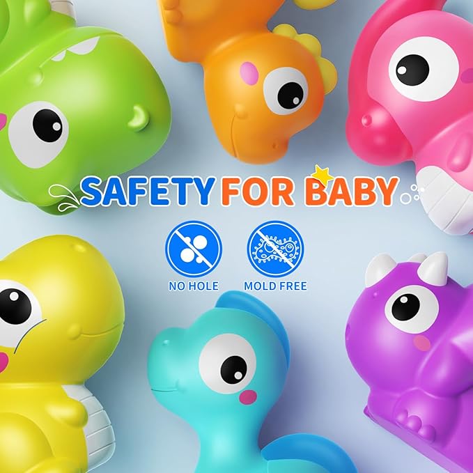 6 Packs Dinosaurs Light Up Bath Toys for Kids Ages 1-3, Water-Activated Toys Flash & Change Color, Bathtub Toys for Toddlers 2-4, Pool Floating Toys for 1 2 Year Old Boy Girl Gifts
