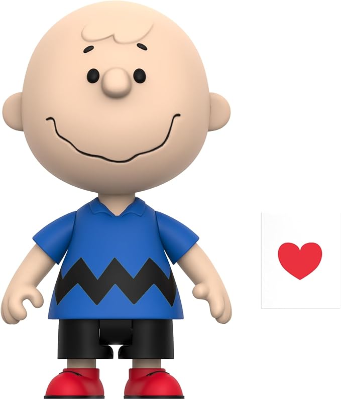 Super7 Peanuts Charlie Brown Valentine Delivery Reaction Figure - 3.75" Peanuts Action Figure with Accessory Classic Cartoon Collectibles and Retro Toys
