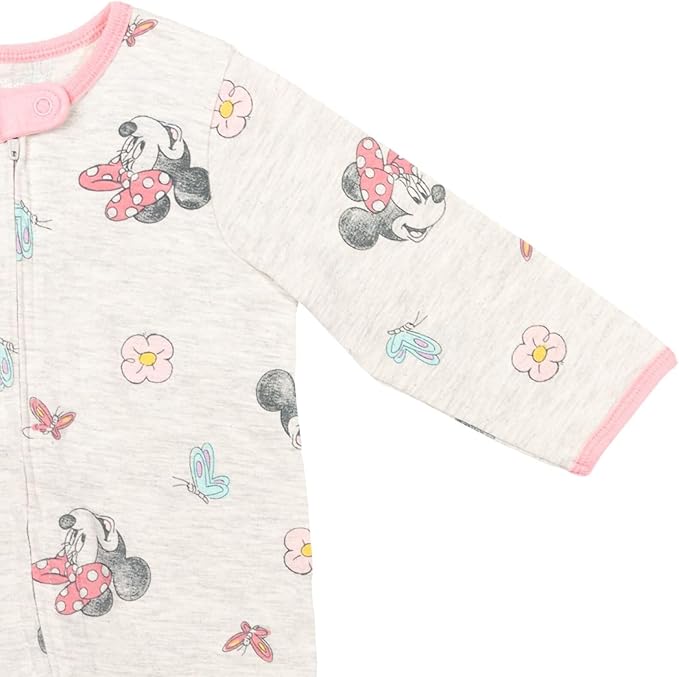 Disney Baby Girls 2 Pack Zip Up Sleep N' Plays Newborn to Infant Sizes (Newborn - 24 Months)