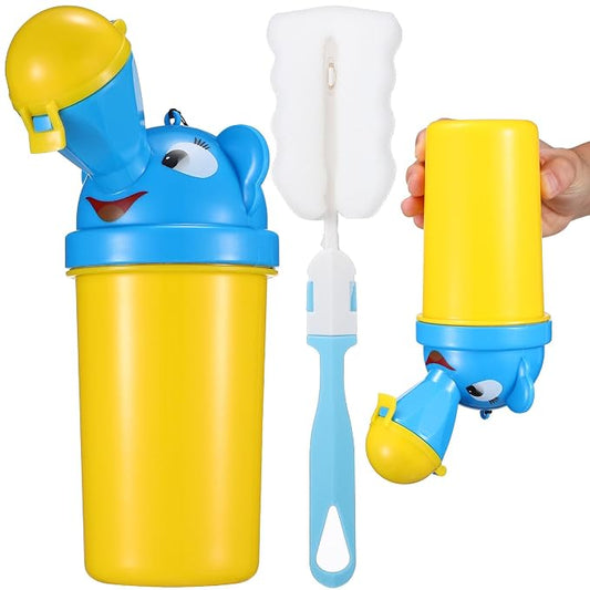 Portable Urinal for Kids Travel Potty Toddler Pee Training Cup with Leak-Proof Seal and Cleaning Brush Compact Design for Outdoor Camping Car Use