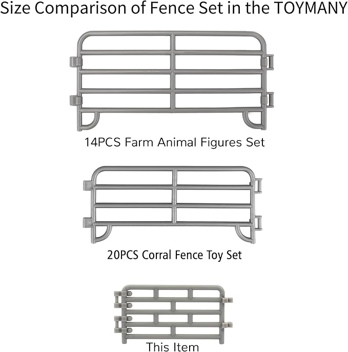 Toymany 64PCS Mini Toys Fence for Farm Animals - Tiny Horse Corral Plastic Fencing for Farm Barn Paddock Horses Figurines for Kids Toddlers