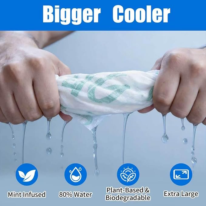 10 Pack Cooling Body Wipes, Alcohol-Free Cooling Towelettes Cooling Towel Alternative for Outdoor Sports, Camping, Hiking, Workout & Hot Weather(Green)