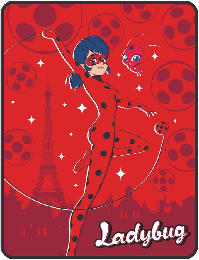 Miraculous: Tales of Ladybug and Cat Noir Kids Bedding Super Soft Micro Raschel Throw, 46 in x 60 in, (Officially Licensed Product) by Franco