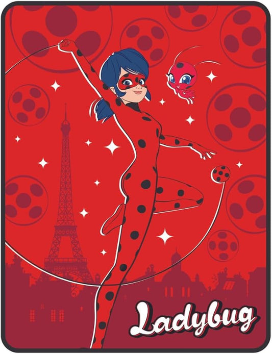 Miraculous: Tales of Ladybug and Cat Noir Kids Bedding Super Soft Micro Raschel Throw, 46 in x 60 in, (Officially Licensed Product) by Franco