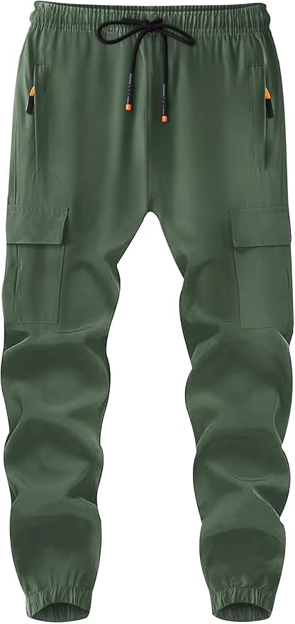Boys Cargo Joggers Youth Quick Dry Athletic Pants Lightweight Hiking Jogger Pants with Zipper Pockets