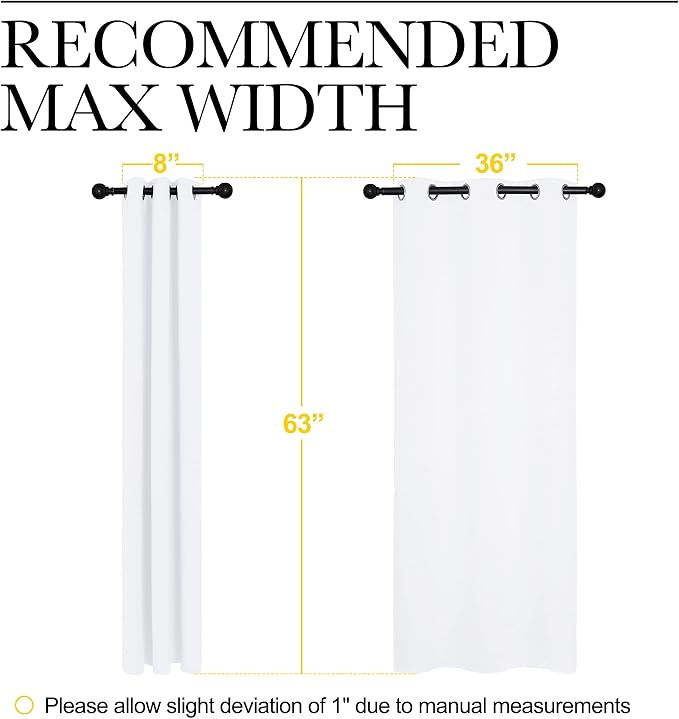 NICETOWN White Window Curtain Panels - 50% Light Blocking Curtains for Bedroom & Dining Room Window (Set of 2, 42 inches x 63 inches)