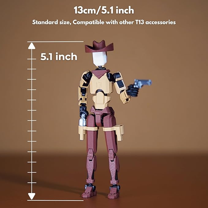 Western Cowboy t13 Action Figure｜Assembly Completed｜ 3D Printed Dummy 13 for Collectors｜Lucky 13 Gift for Friends