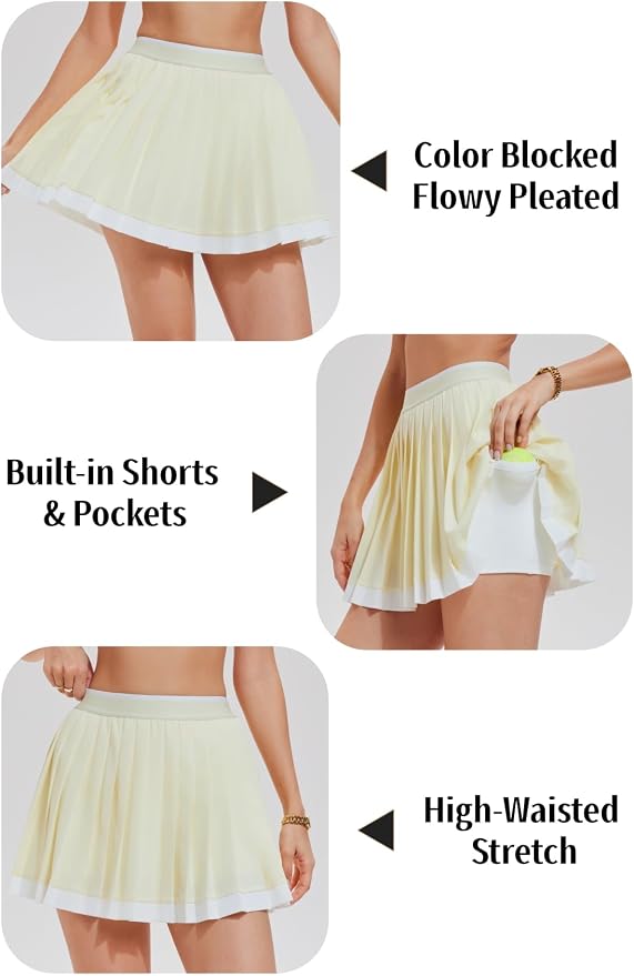 AFZ Tennis Outfits Polo Top and Color Blocked Pleated Tennis Dress Golf Outfits for Women Athletic Dress with Shorts