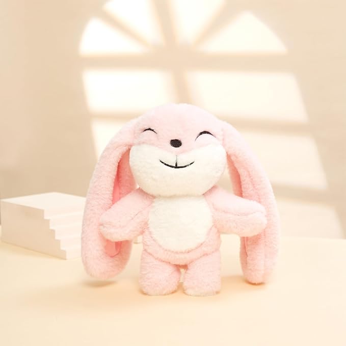 Bunny Plush Toy Stuffed Animal Funny Rotating Head Rabbit Plush Pillows Toy Cute Sensory Soft Stuffed Animals Doll That Show Your Mood Stuffed Bunny For Easter Christmas Birthday Gift，11in(Pink)