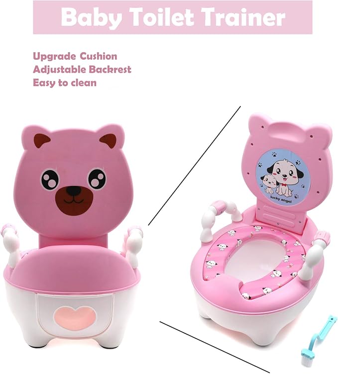XKMT- Baby Kids Portable Bear Blue Potty Training Seat Toddler Lovely Toilet Seat Stool Chair [P/N: ET-BABY003-PINK]