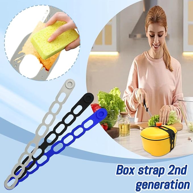 21.5in Reusable Silicone Latch Strap - Universal Slow Cooker Lid Holder & Strap for Transport, Heavy Duty Elastic Tie for Bento Box, Yoga Mat & Luggage, BPA-Free (Black-2PCS)