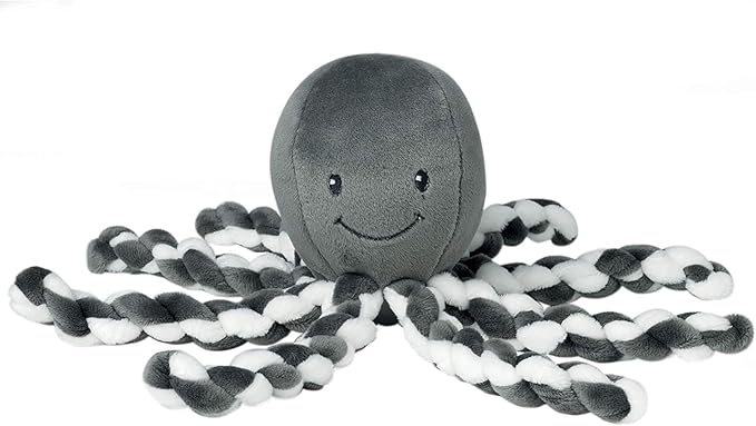 Nattou Cuddly Octopus Toy, for Newborns and Premature Babies, 23 cm, White/Grey