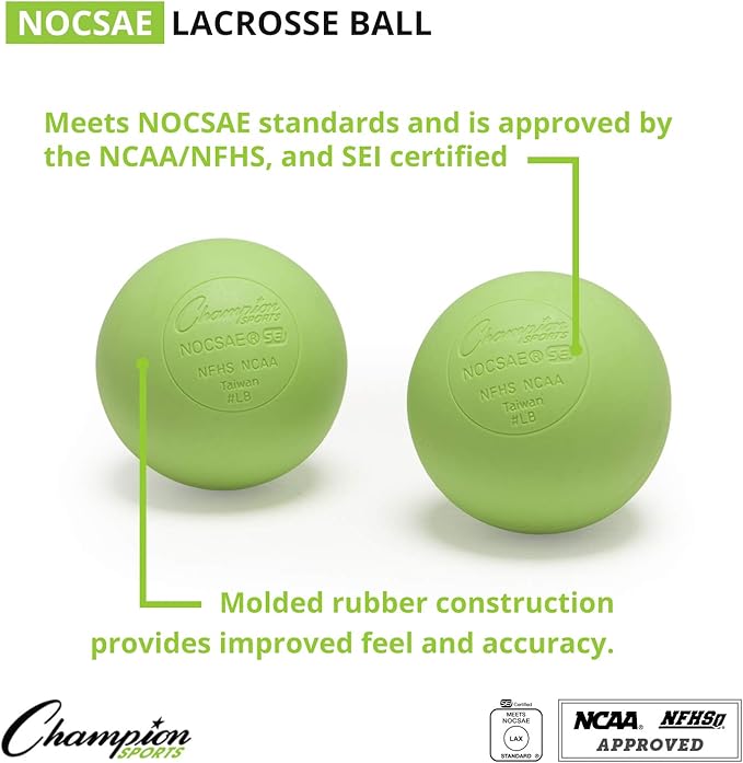 Champion Sports Lacrosse Balls & Rhino Skin Balls – Official Size, SEI Certified, Multiple Colors