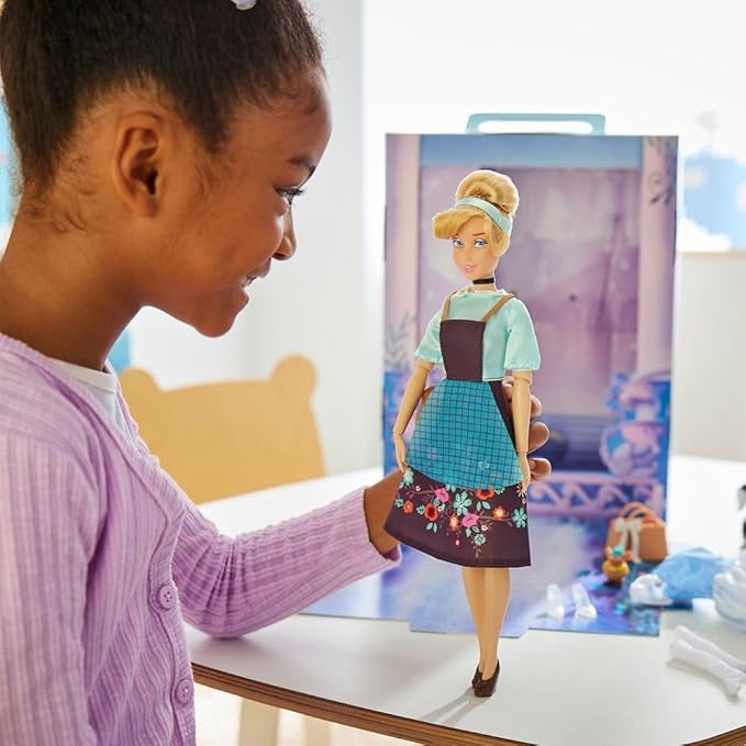 Disney Store Girl's Princess Story Doll (Cinderella) 11 Inches, Includes Coloring Book and Additional Dress, Princess Doll in Classic Outfit, Princess Toys