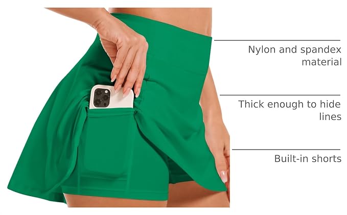 Stelle Women's Tennis Golf Skirts High Waisted with Pockets Inner Shorts for Athletic Skorts Sports Running Pickleball