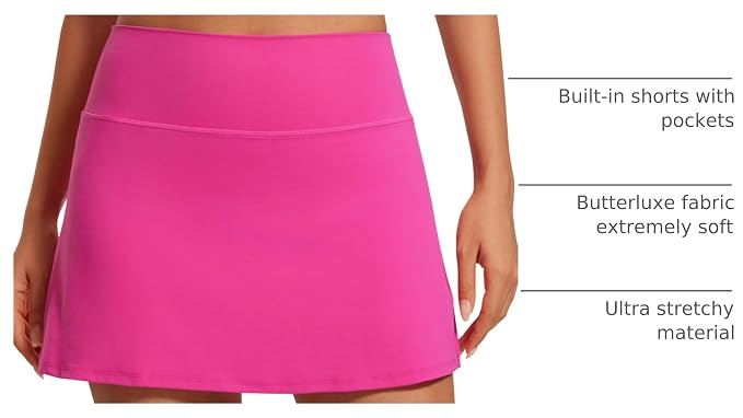CRZ YOGA Butterluxe High Waisted Tennis Skirts | Built-in Shorts with Pockets, Extremely Soft, Casual, A Line, Stretchy, Mini, Skort for Women