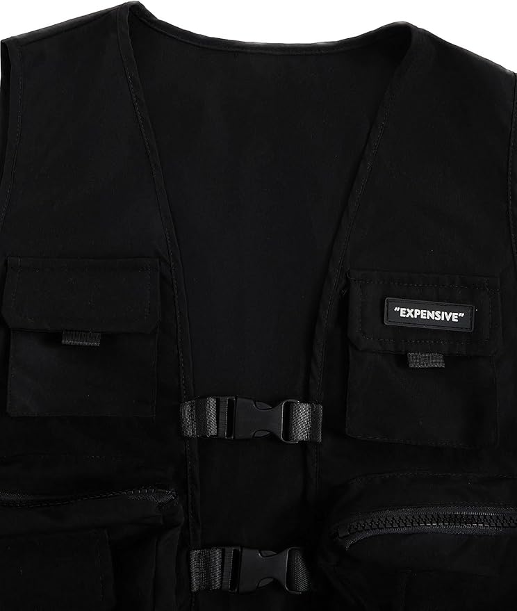 Verdusa Boy's Pocket Front Buckle Sleeveless Cargo Vest Jacket