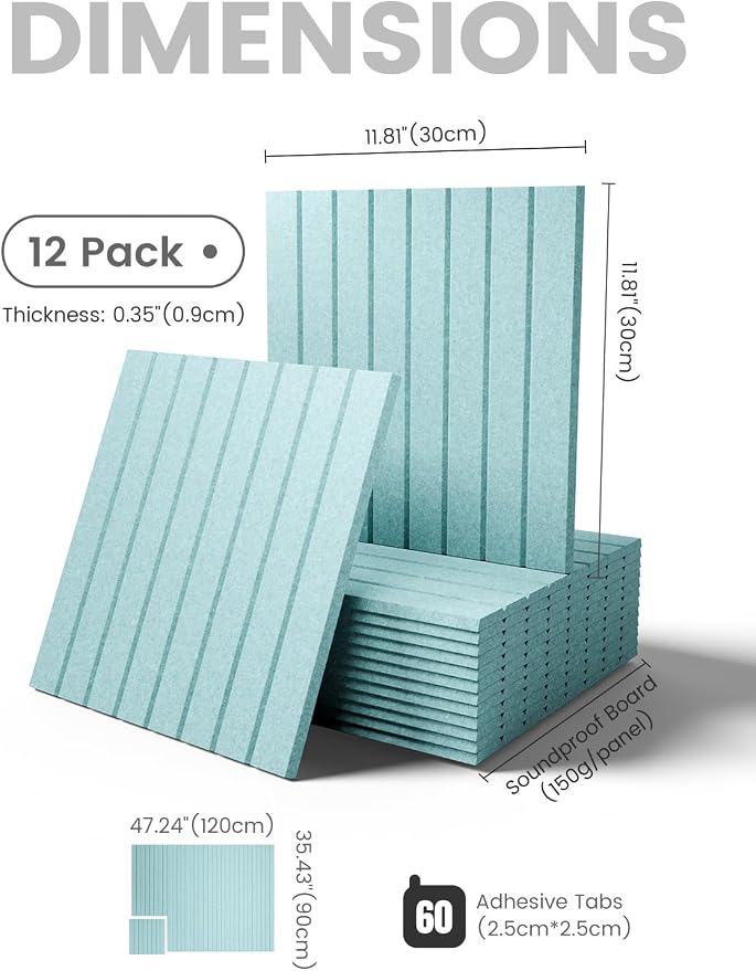 Fluxynara 48" x 36" Large Felt Bulletin Board, Aqua Blue | 12 Pack Cork Board Alternative with 60 Safe Adhesive Tabs, Pin Boards for Wall Decor, Home, Office, Classroom,Dorm