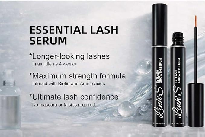 LINH’S Eyelash Growth Serum – Lash Enhancing Serum for Longer, Fuller Looking Lashes, Biotin & Peptides, For Thin & Short Lashes, Oil-Free, Vegan, Cruelty-Free, 5ml