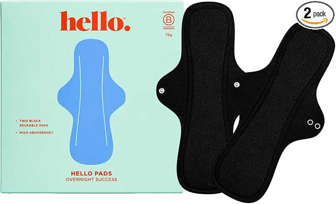 Overnight Success Reusable Maxi Pads | 2 Pack Ultra Thin Leakproof Quick Wick Dry Gusset Technology High Absorbency Washable Oeko TEX Certified Breathable Snap Fasteners Women Essentials