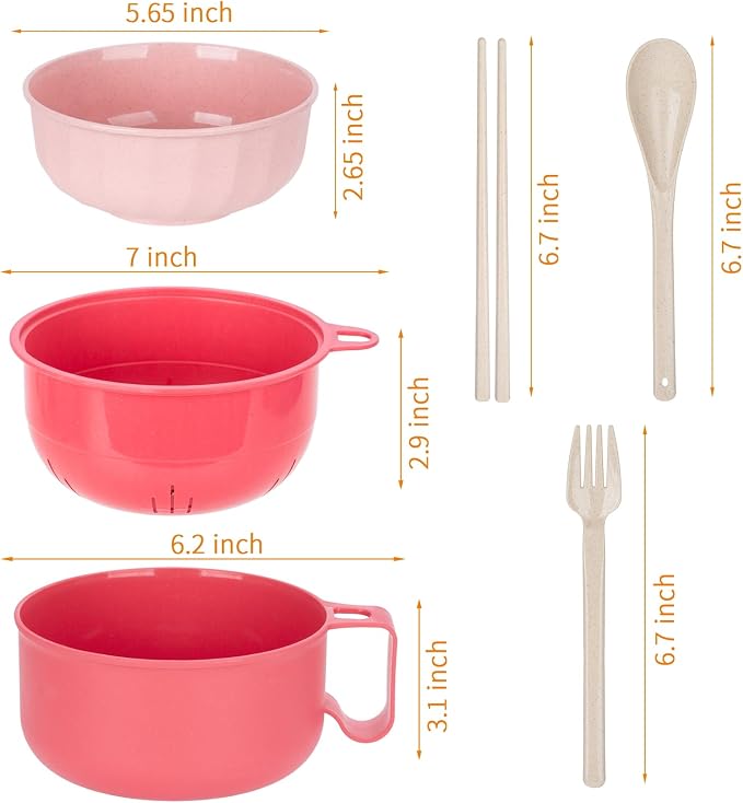 Large Ramen Bowl,40oz Ramen Noodle Bowls Microwavable, Ramen Cooker with strainer, Microwave Pasta Cooker, Gift for College Boys Girls Male Female Dorm Room Essentials Instant Lunch