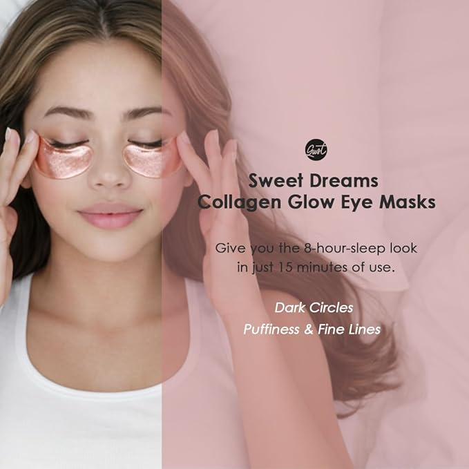 Sweet Dreams Collagen Glow Rose Gold Eye Masks - Korean Under Eye Patches Puffy Eyes, Dark Circles & Wrinkles | Collagen, Niacinamide, Hyaluronic Acid & Peptides | Hydrating Eye Treatment & BeautyCare
