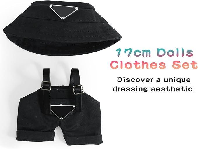 17cm Clothes Set (NO Doll): Hat & Overalls Set for 17cm Accessories Suit - Stylish Adorable Dolls Clothes Accessories - Cute Clothes for Dress up Unique Style (ZL-C001)