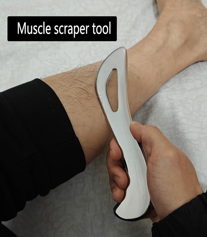 Professional Stainless Steel Muscle Scraper Tool Set, Scraping Tool 4-Piece Kit with Case, Physical Therapy and Myofascial Release Massage Tools