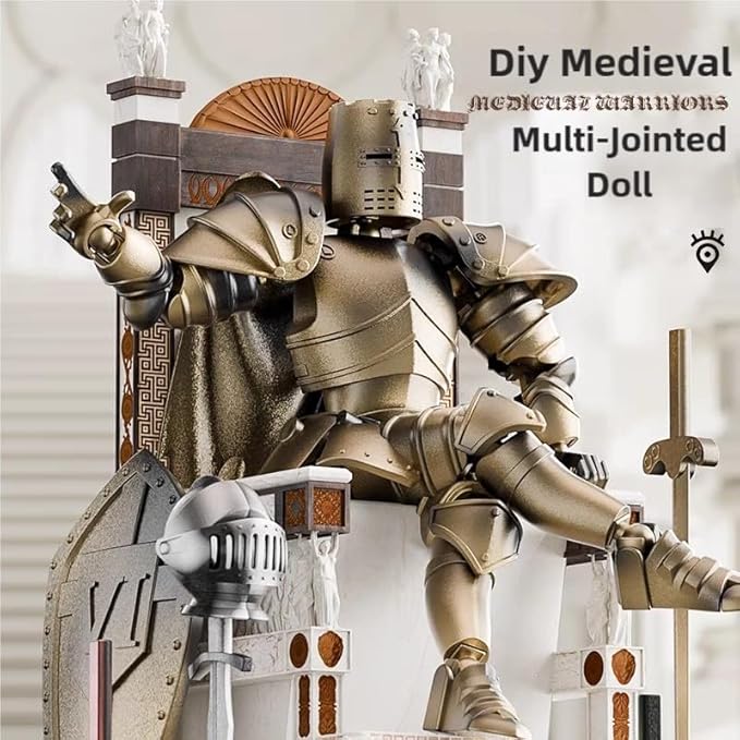 Medieval Action Figures,Knight Armor Action Figure,Multi-Jointed Movable Robot Mannequin T13,Dummy 13 Action Figure(Assembly Required) (D-Cyan)