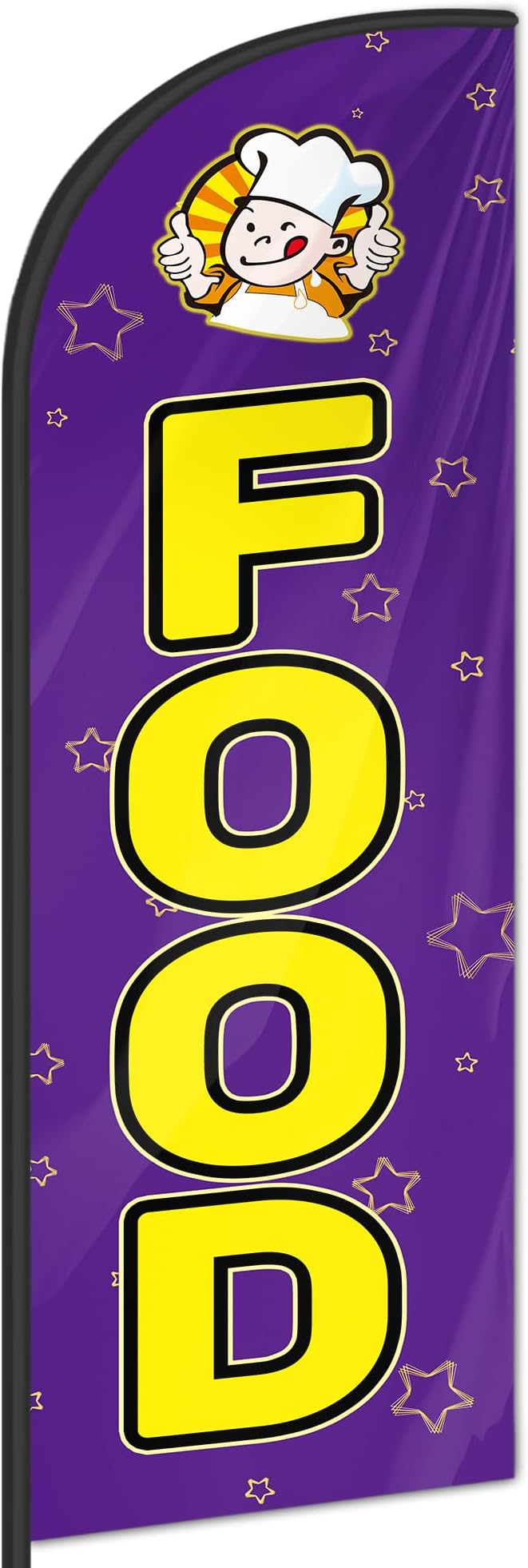 Food Feather Flag for Storefronts Fairs,6 FT (Flagpole Not Included) | Business Advertising Flag
