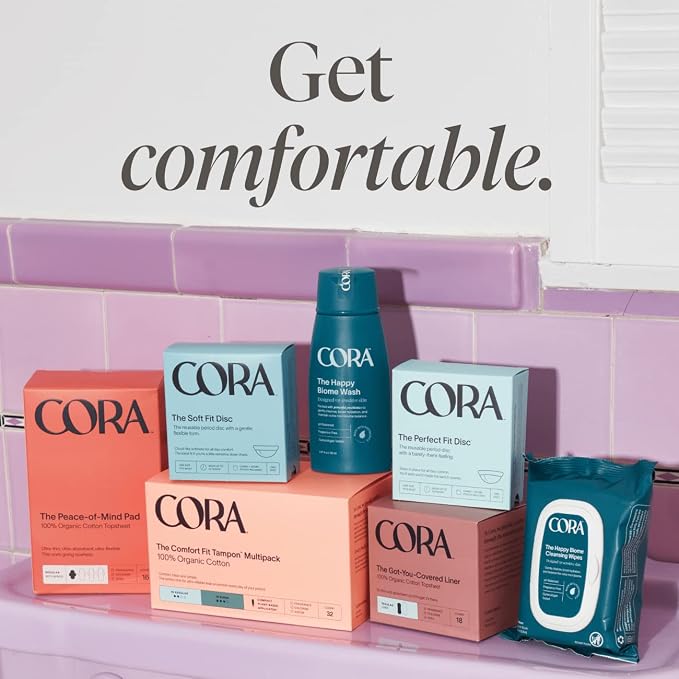 Cora Organic Applicator Tampons | Regular & Light Absorbency | 100% Organic Cotton, Unscented, BPA-Free Compact Applicator | Leak Protection | Packaging May Vary | 72 Total