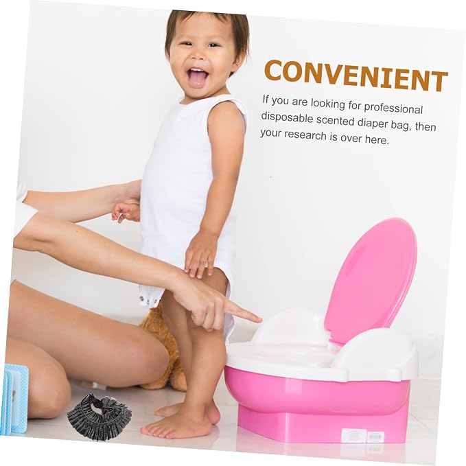 Elastic Potty Liners 100 Pack Disposable Baby Toilet Trash Bags for Travel Portable Plastic Potty Chair Liners Bathroom Training
