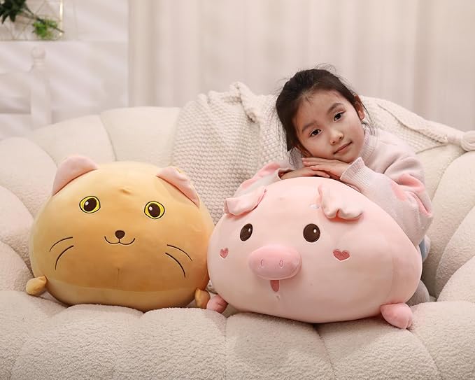 20 inch Super Soft Cat Plush Pillow, Adorable Stuffed Animal Toy, Chubby Kawaii Cat Plushie for Boys Girls, Cute Room Decor Fat Animals Pillow, Kids Gifts for Birthday,Valentine,Christmas